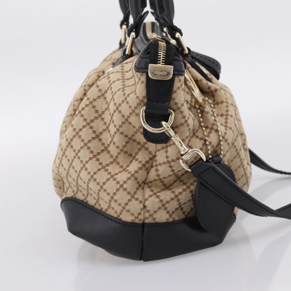 GUCCI Diamante Hand Bag Canvas 2way Beige Gold 247902 Auth 204317