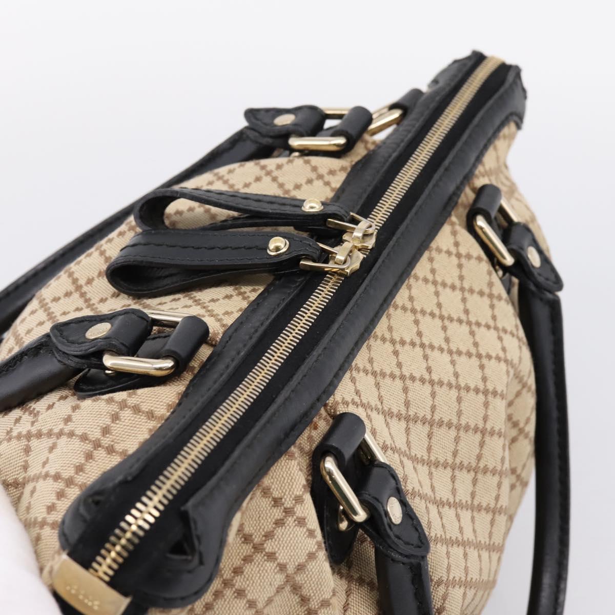 GUCCI Diamante Hand Bag Canvas 2way Beige Gold 247902 Auth 204317