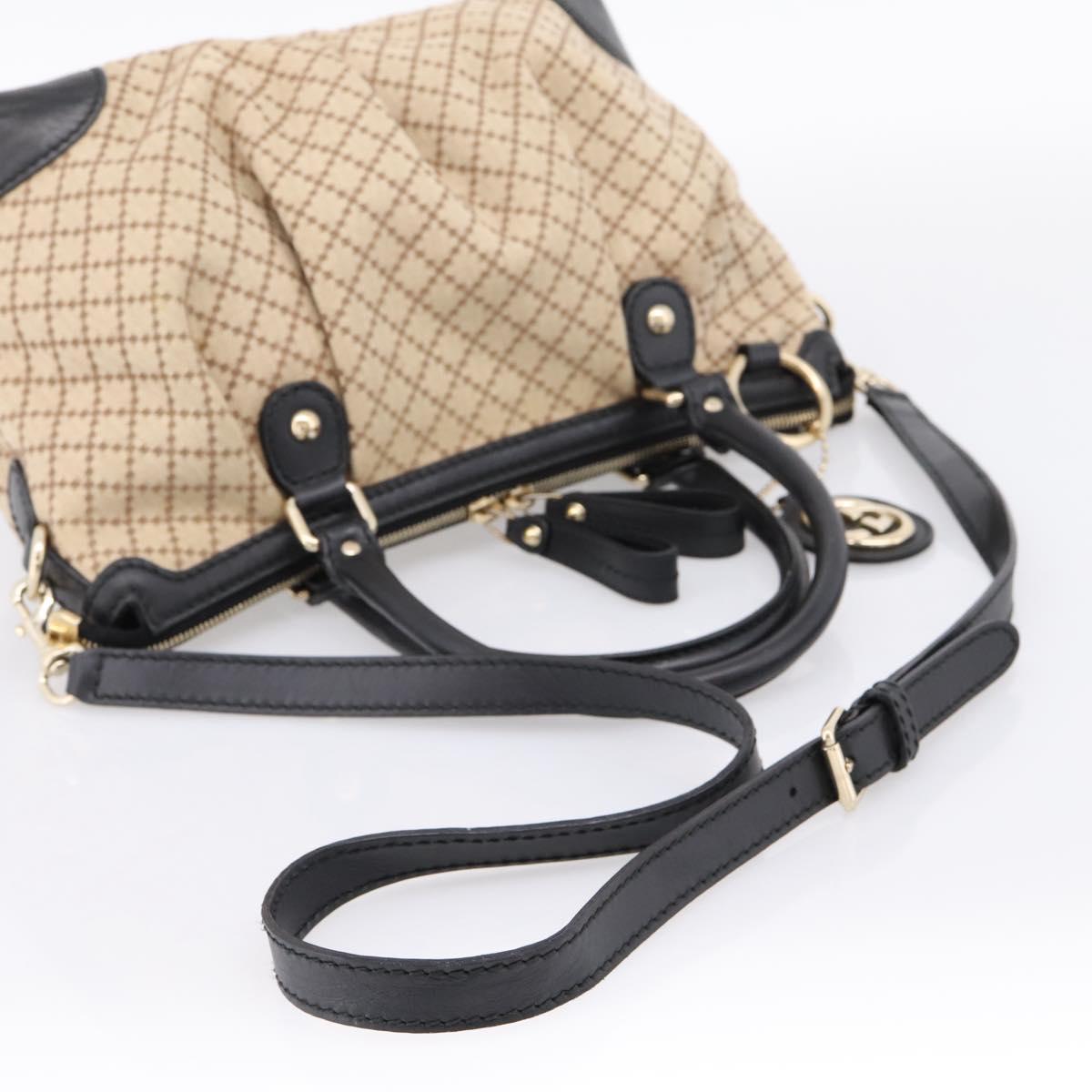 GUCCI Diamante Hand Bag Canvas 2way Beige Gold 247902 Auth 204317