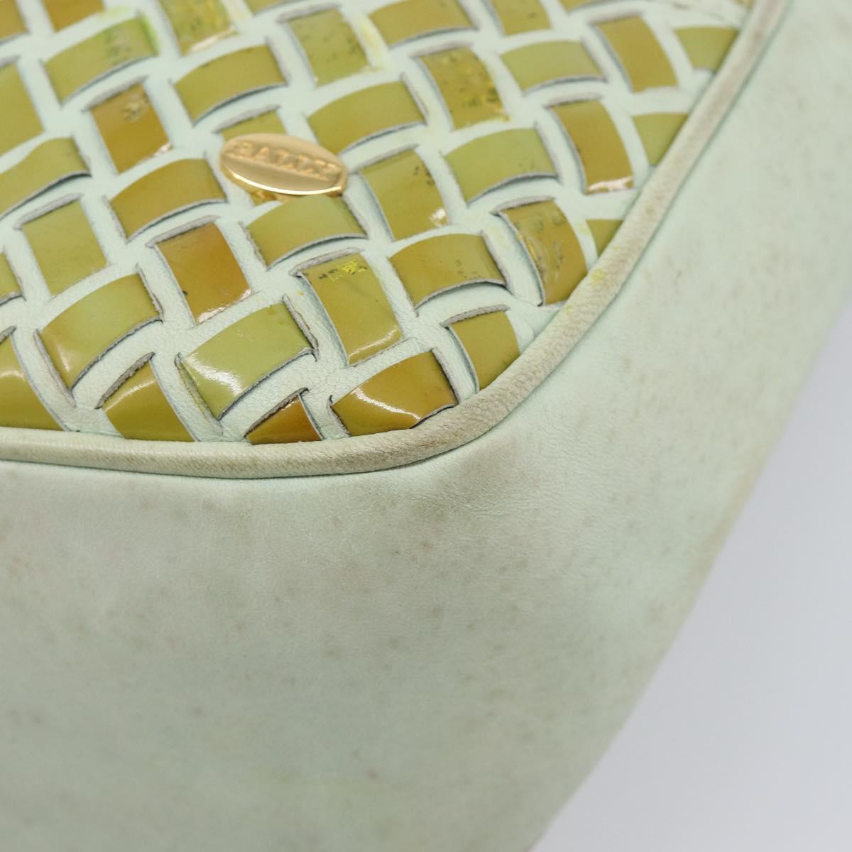 BALLY Hand Bag Patent leather Green Gold Auth 204319