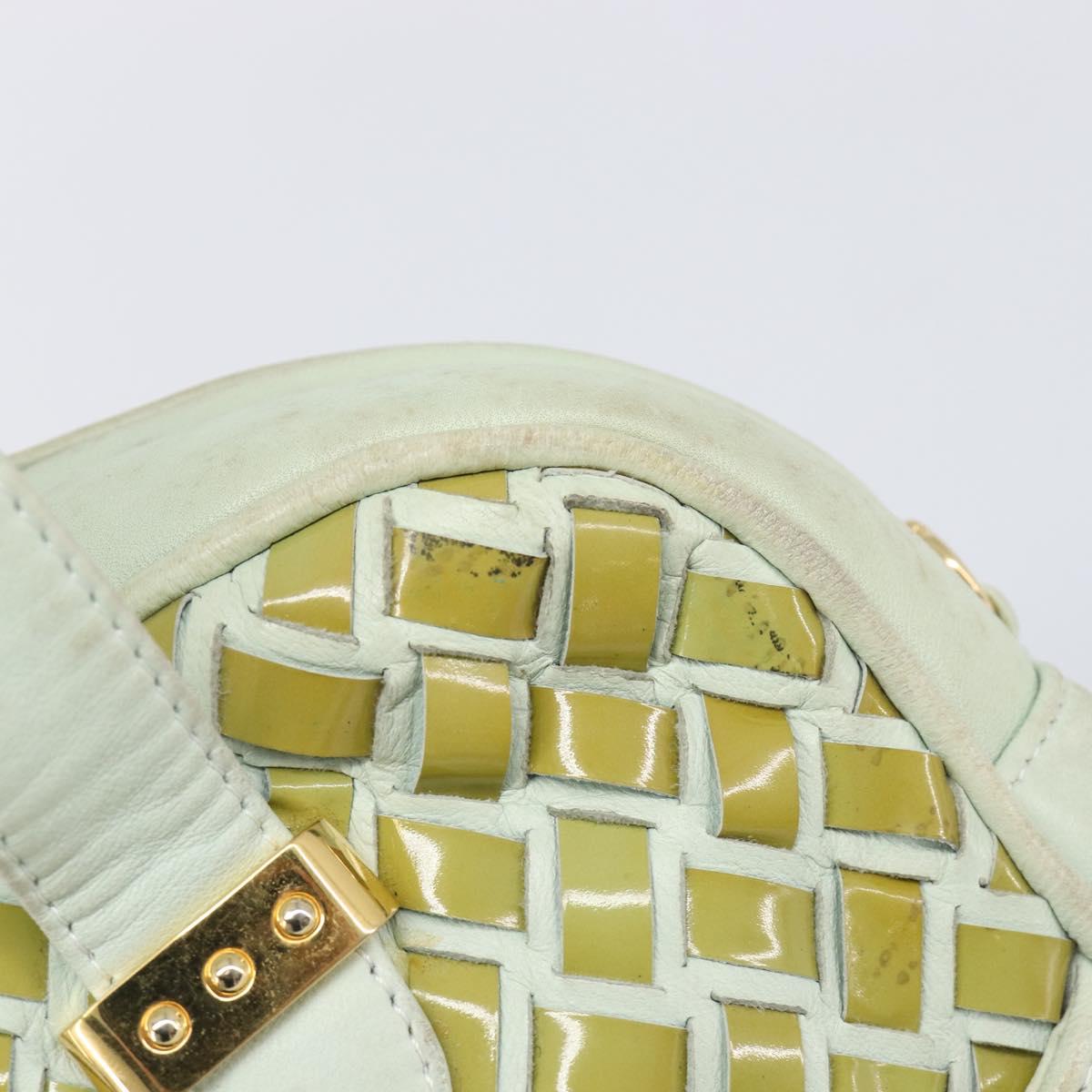 BALLY Hand Bag Patent leather Green Gold Auth 204319