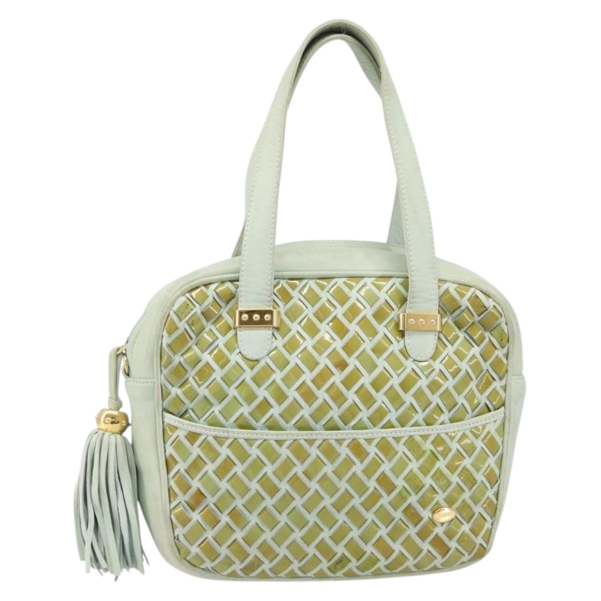 BALLY Hand Bag Patent leather Green Gold Auth 204319