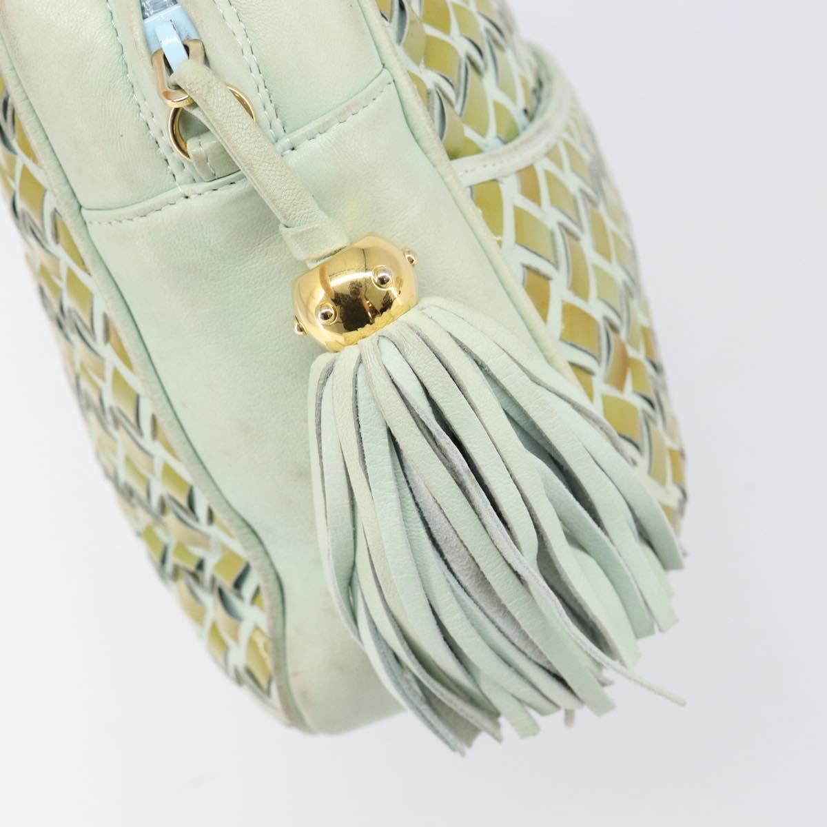 BALLY Hand Bag Patent leather Green Gold Auth 204319