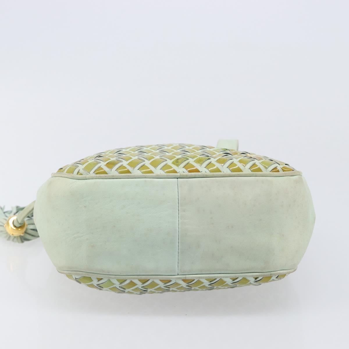 BALLY Hand Bag Patent leather Green Gold Auth 204319