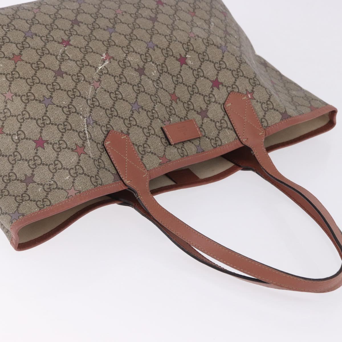 GUCCI GG Supreme Tote Bag PVC Leather Beige 309498 Auth 204320
