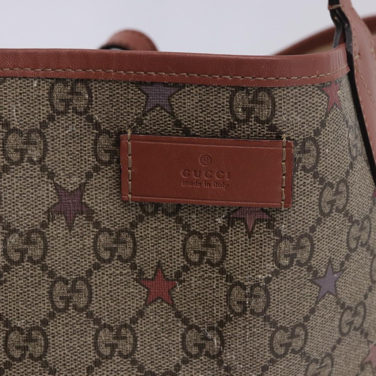 GUCCI GG Supreme Tote Bag PVC Leather Beige 309498 Auth 204320