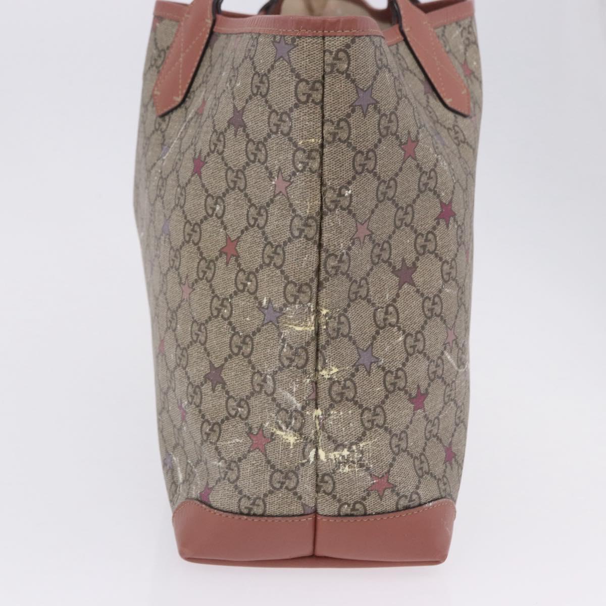 GUCCI GG Supreme Tote Bag PVC Leather Beige 309498 Auth 204320