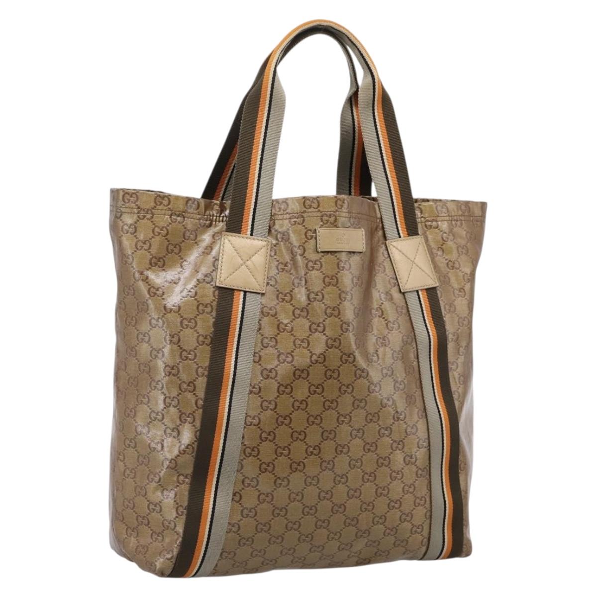 GUCCI GG Crystal Sherry Line Tote Bag Coated Canvas Gold 189669 Auth 204321A