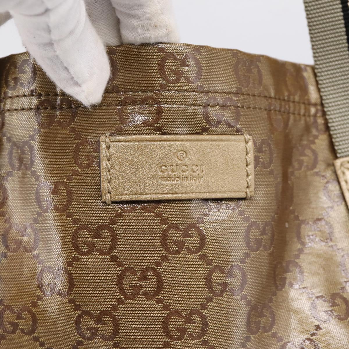GUCCI GG Crystal Sherry Line Tote Bag Coated Canvas Gold 189669 Auth 204321A