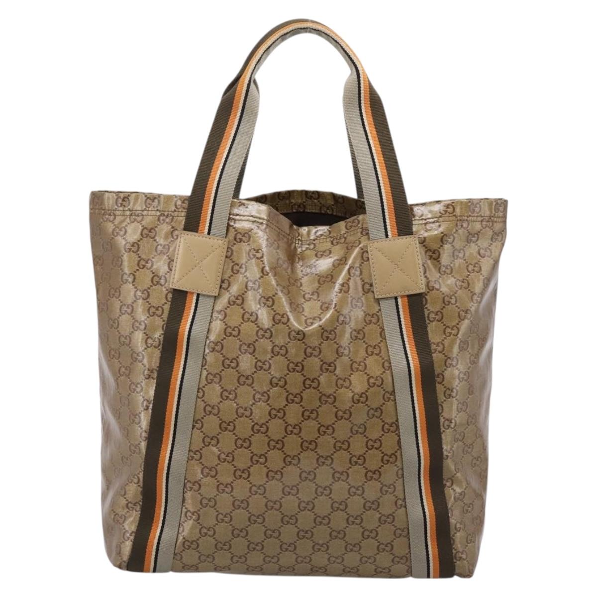 GUCCI GG Crystal Sherry Line Tote Bag Coated Canvas Gold 189669 Auth 204321A