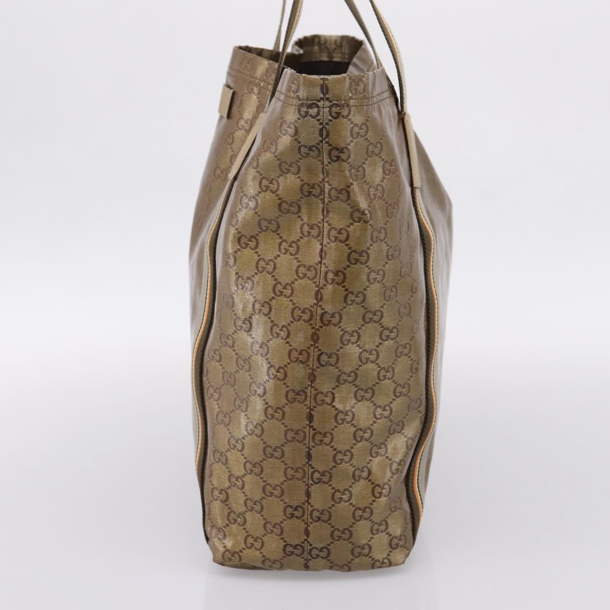 GUCCI GG Crystal Sherry Line Tote Bag Coated Canvas Gold 189669 Auth 204321A