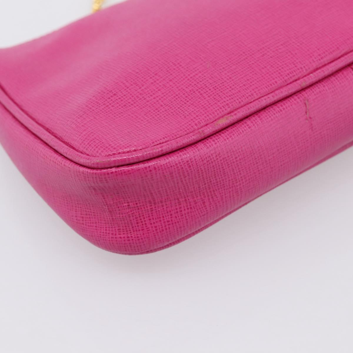 FENDI Accessory Pouch Leather Pink Gold Auth 204323A