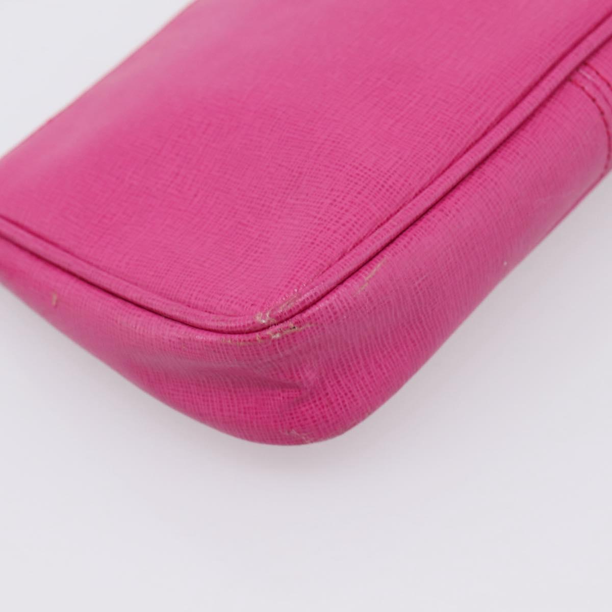 FENDI Accessory Pouch Leather Pink Gold Auth 204323A