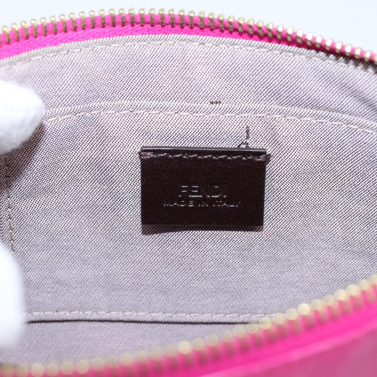 FENDI Accessory Pouch Leather Pink Gold Auth 204323A