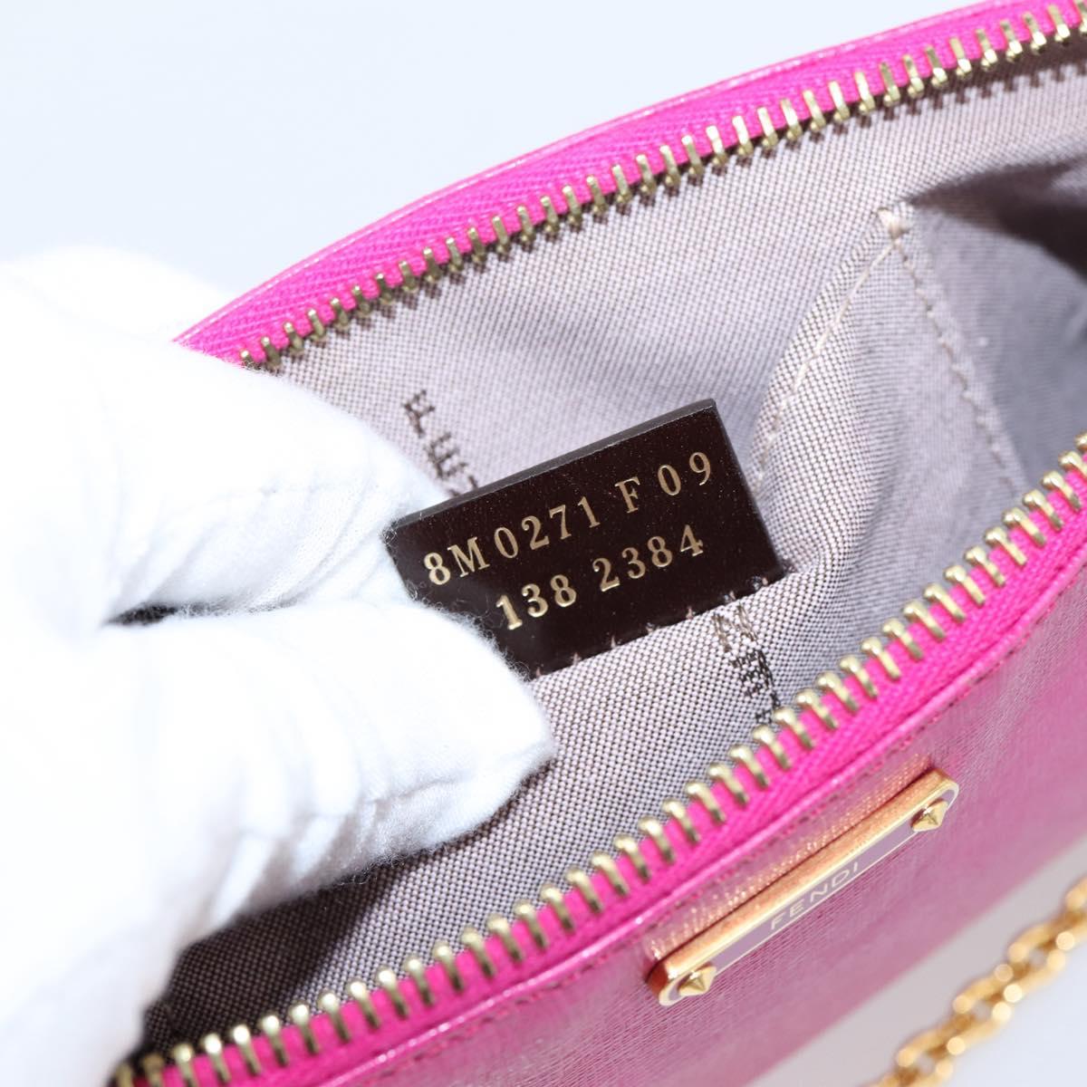 FENDI Accessory Pouch Leather Pink Gold Auth 204323A