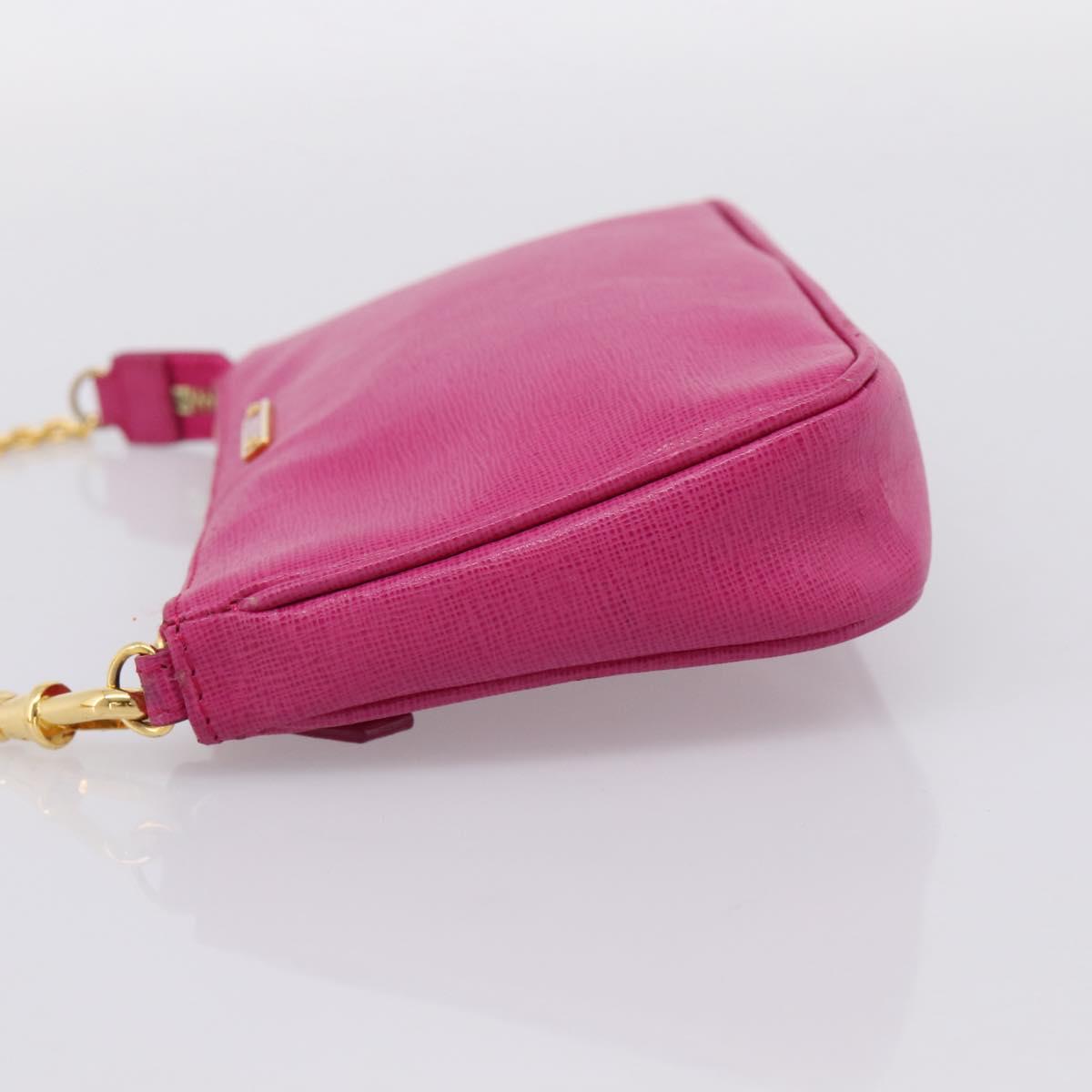 FENDI Accessory Pouch Leather Pink Gold Auth 204323A