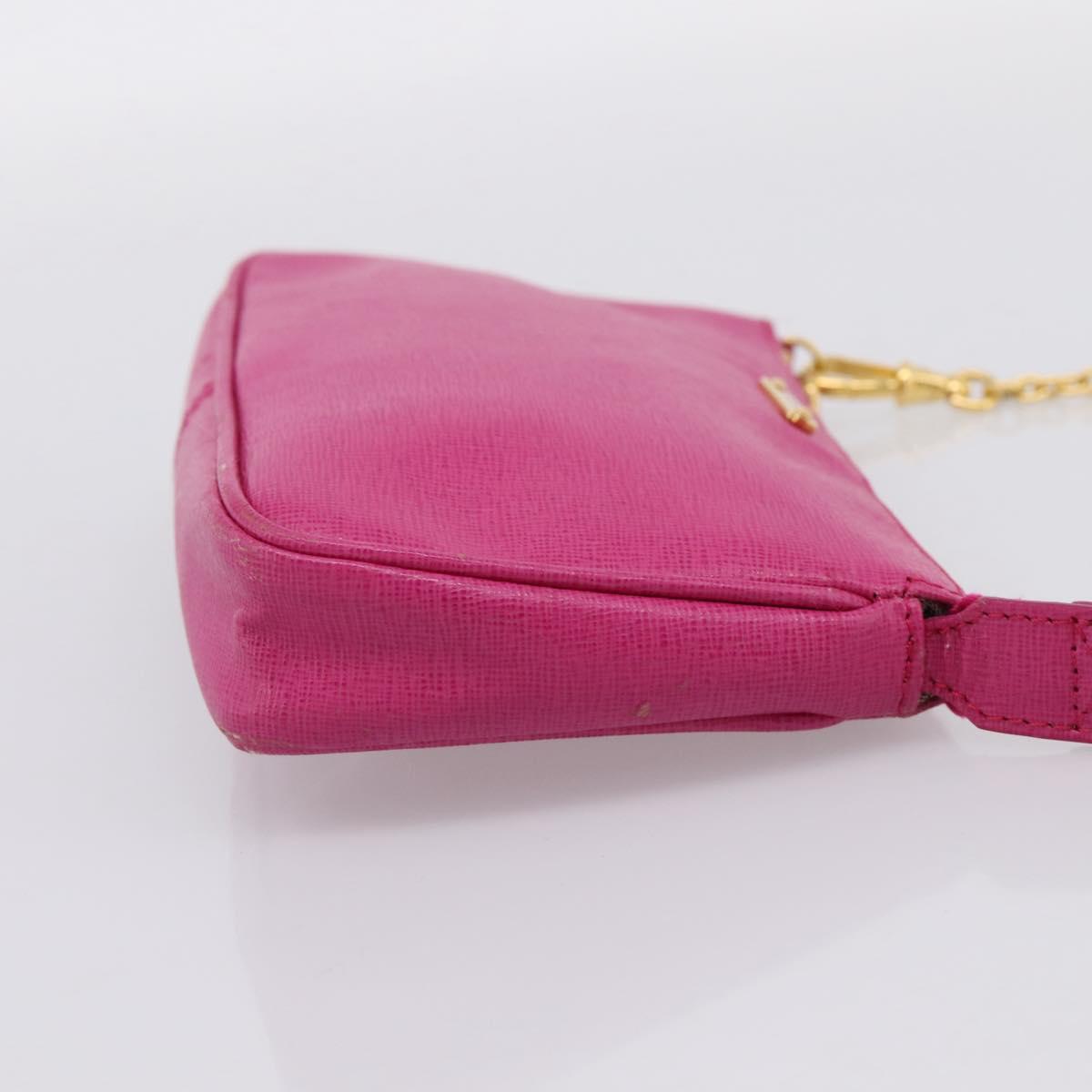 FENDI Accessory Pouch Leather Pink Gold Auth 204323A