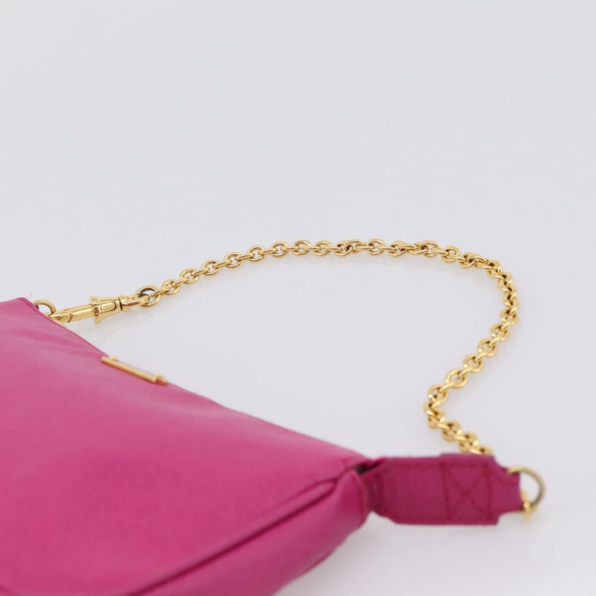FENDI Accessory Pouch Leather Pink Gold Auth 204323A