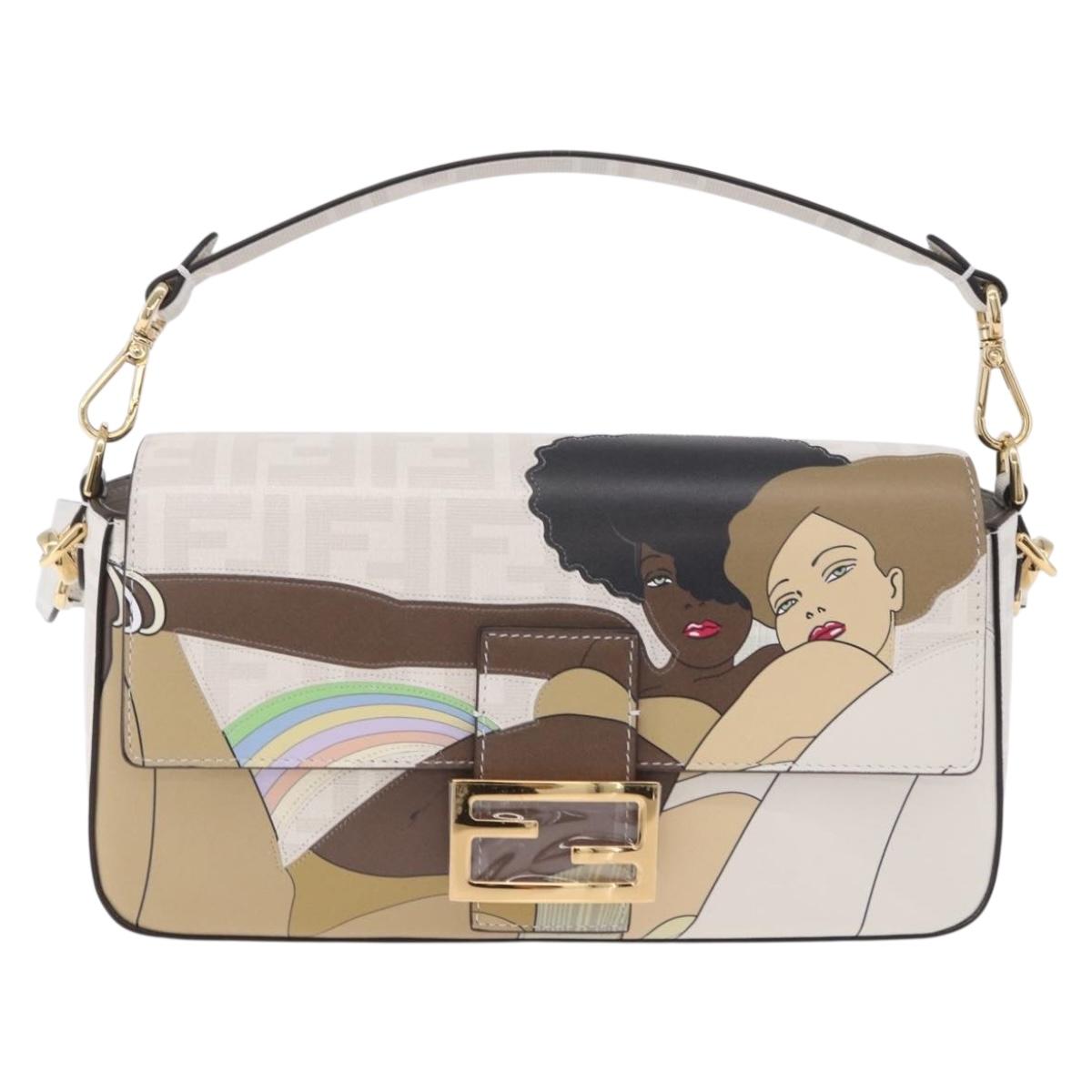 FENDI Zucca Canvas Mamma Baguette Bag PVC 2way Antonio Lopez White Auth 204325M