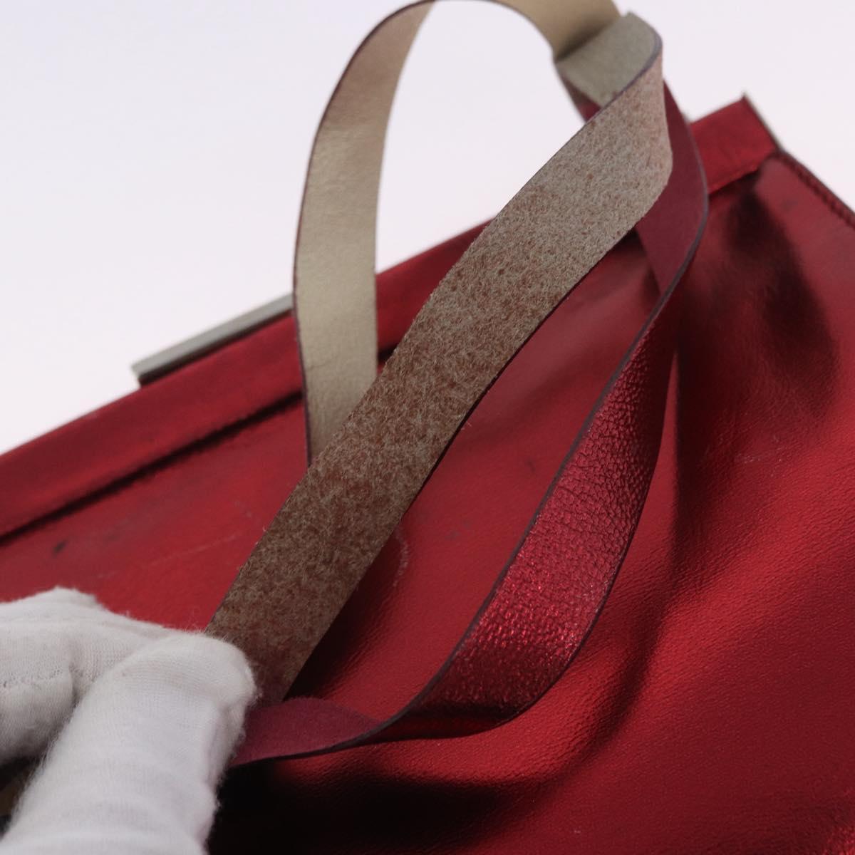 Miu Miu Hand Bag Leather Red Silver Auth 204327