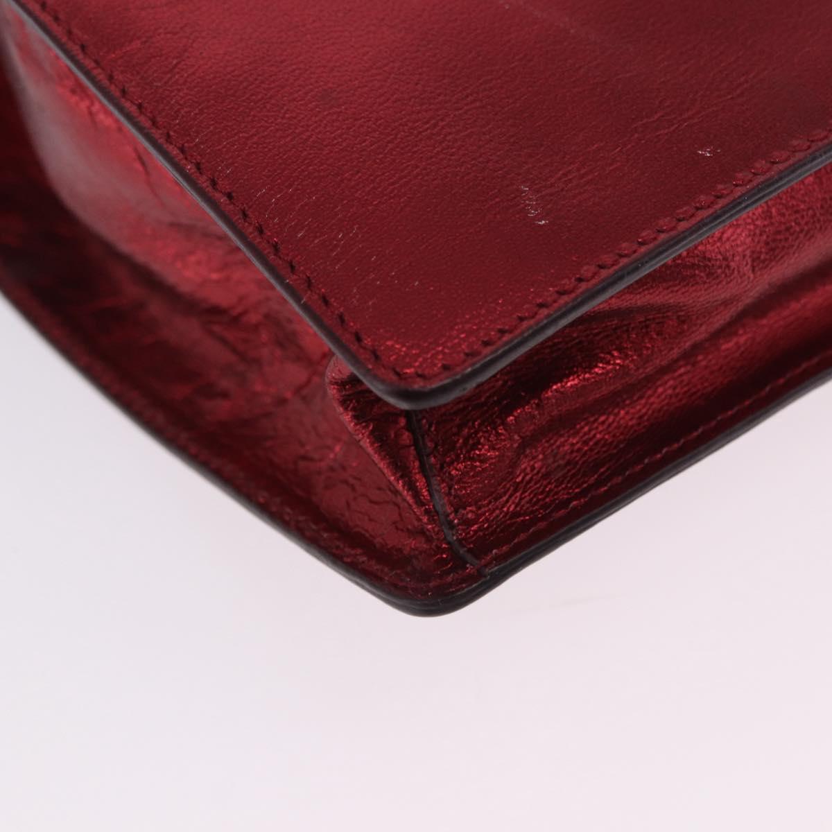 Miu Miu Hand Bag Leather Red Silver Auth 204327