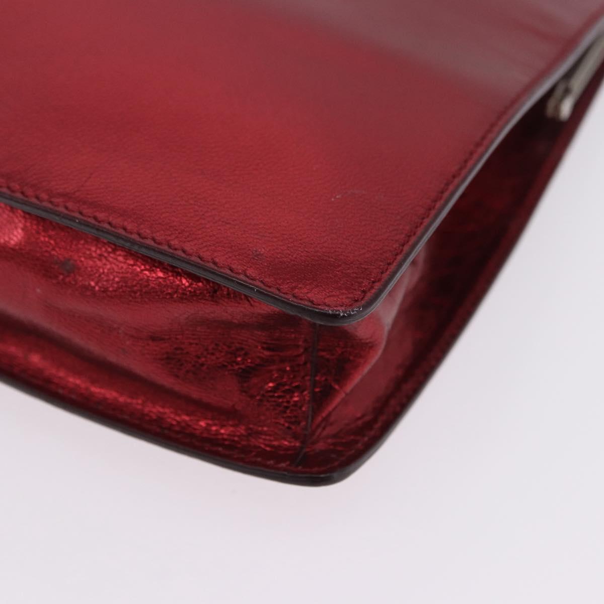 Miu Miu Hand Bag Leather Red Silver Auth 204327