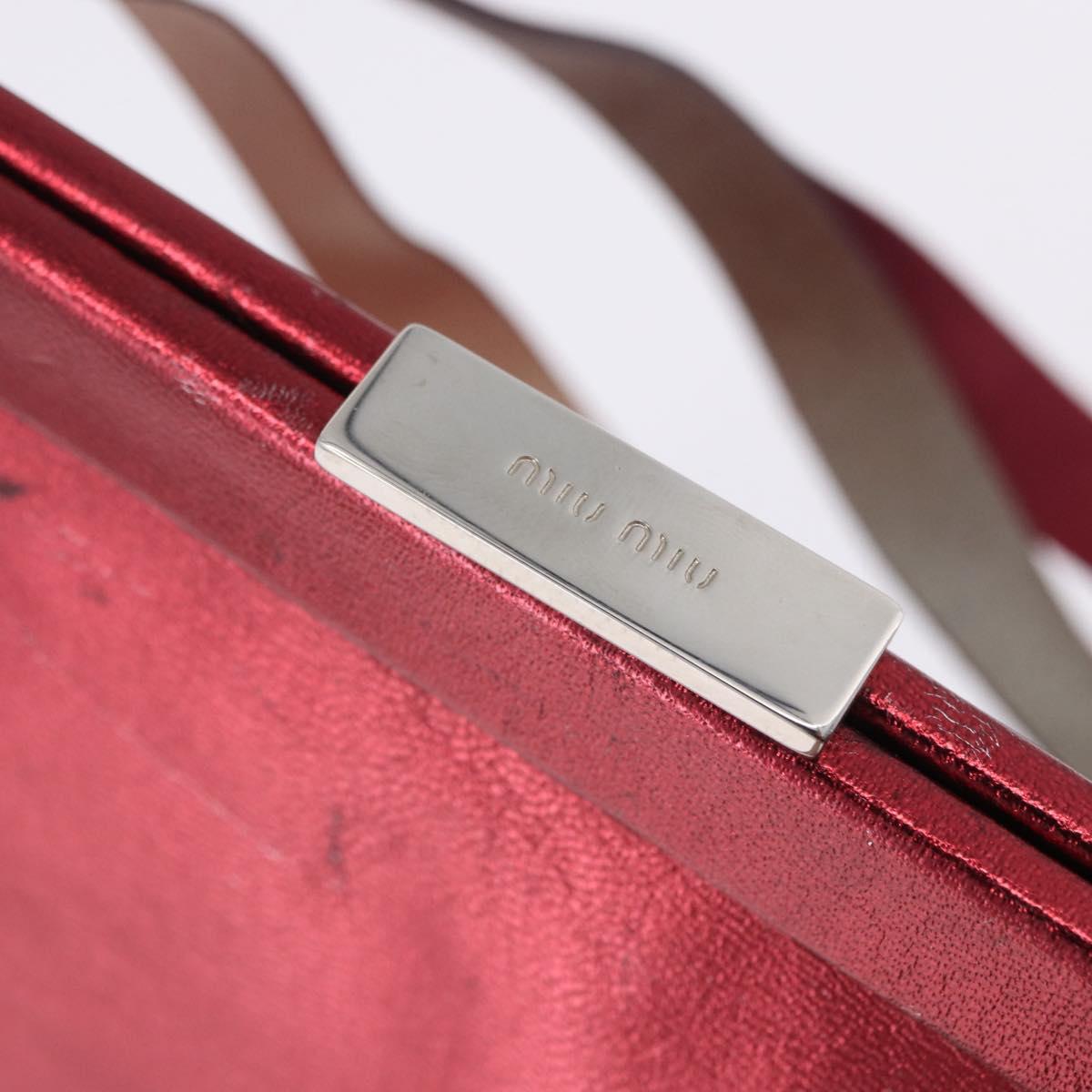 Miu Miu Hand Bag Leather Red Silver Auth 204327