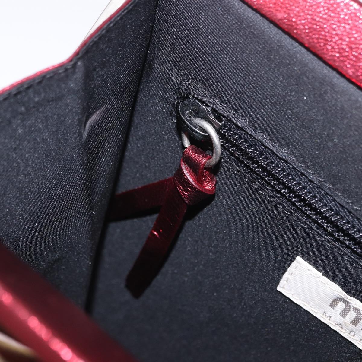 Miu Miu Hand Bag Leather Red Silver Auth 204327