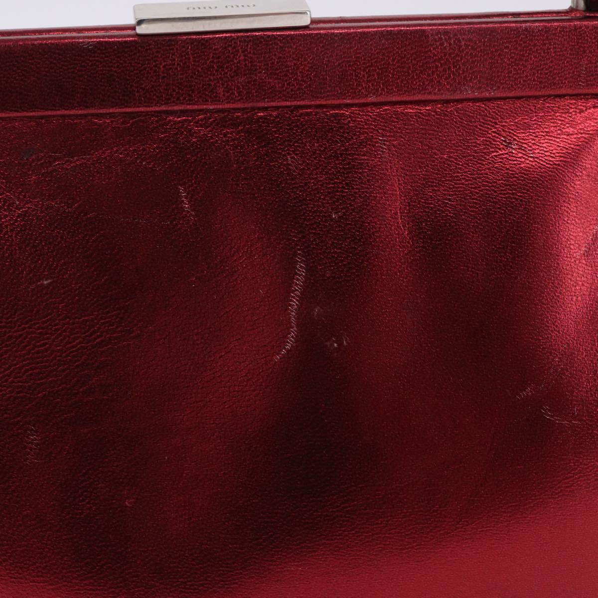 Miu Miu Hand Bag Leather Red Silver Auth 204327