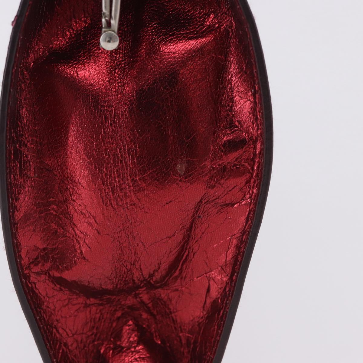 Miu Miu Hand Bag Leather Red Silver Auth 204327