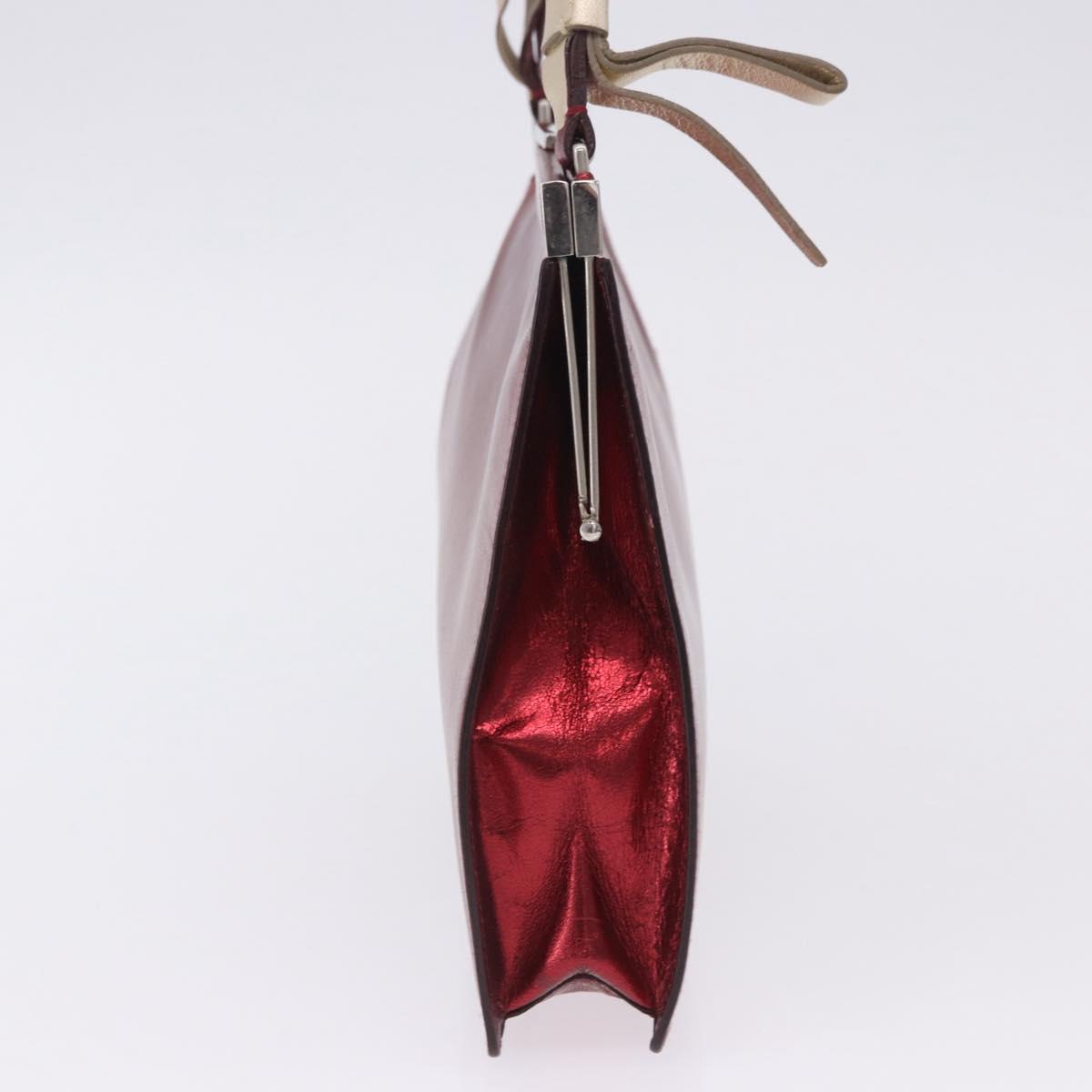 Miu Miu Hand Bag Leather Red Silver Auth 204327