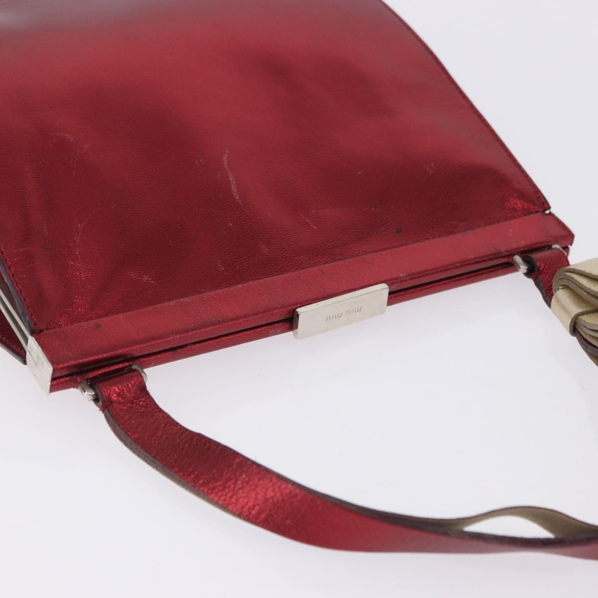 Miu Miu Hand Bag Leather Red Silver Auth 204327