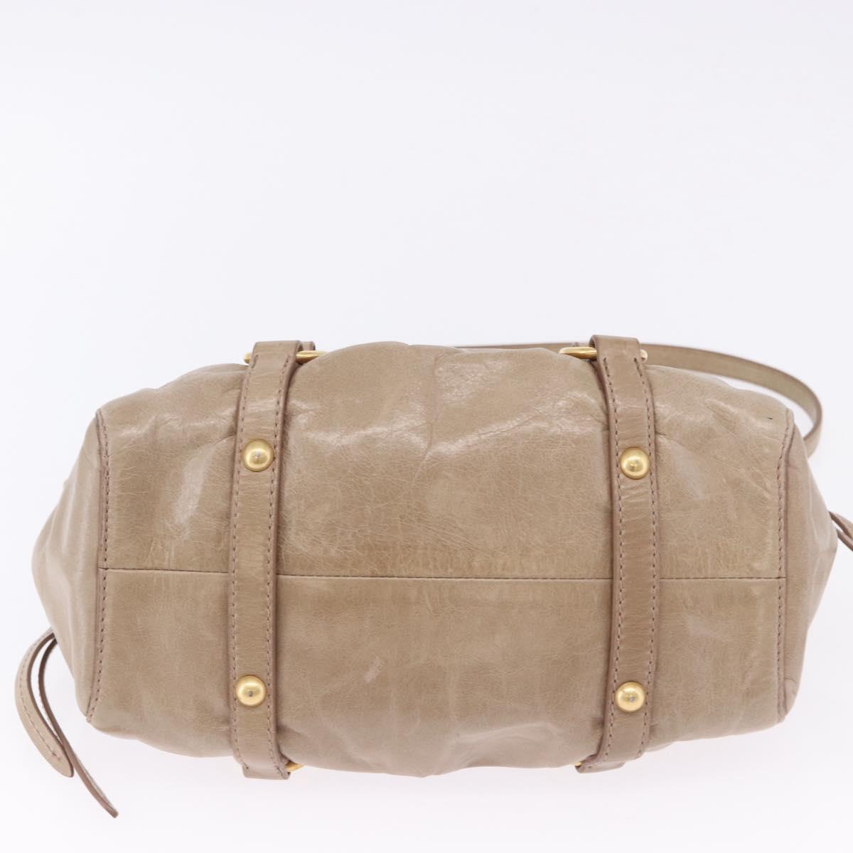Miu Miu Hand Bag Vitellolux 2way Beige Gold Auth 204328V