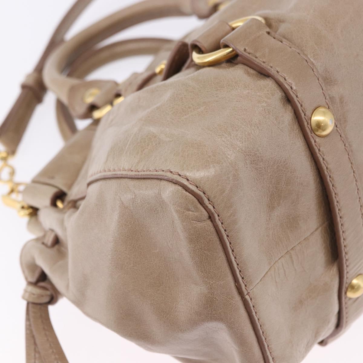 Miu Miu Hand Bag Vitellolux 2way Beige Gold Auth 204328V