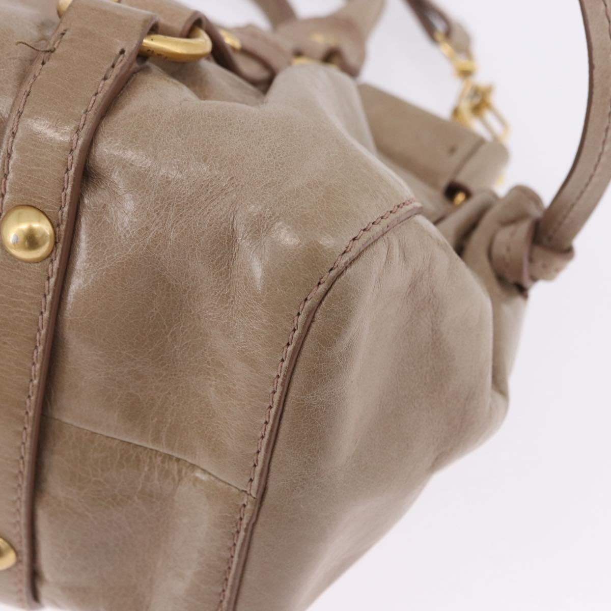 Miu Miu Hand Bag Vitellolux 2way Beige Gold Auth 204328V