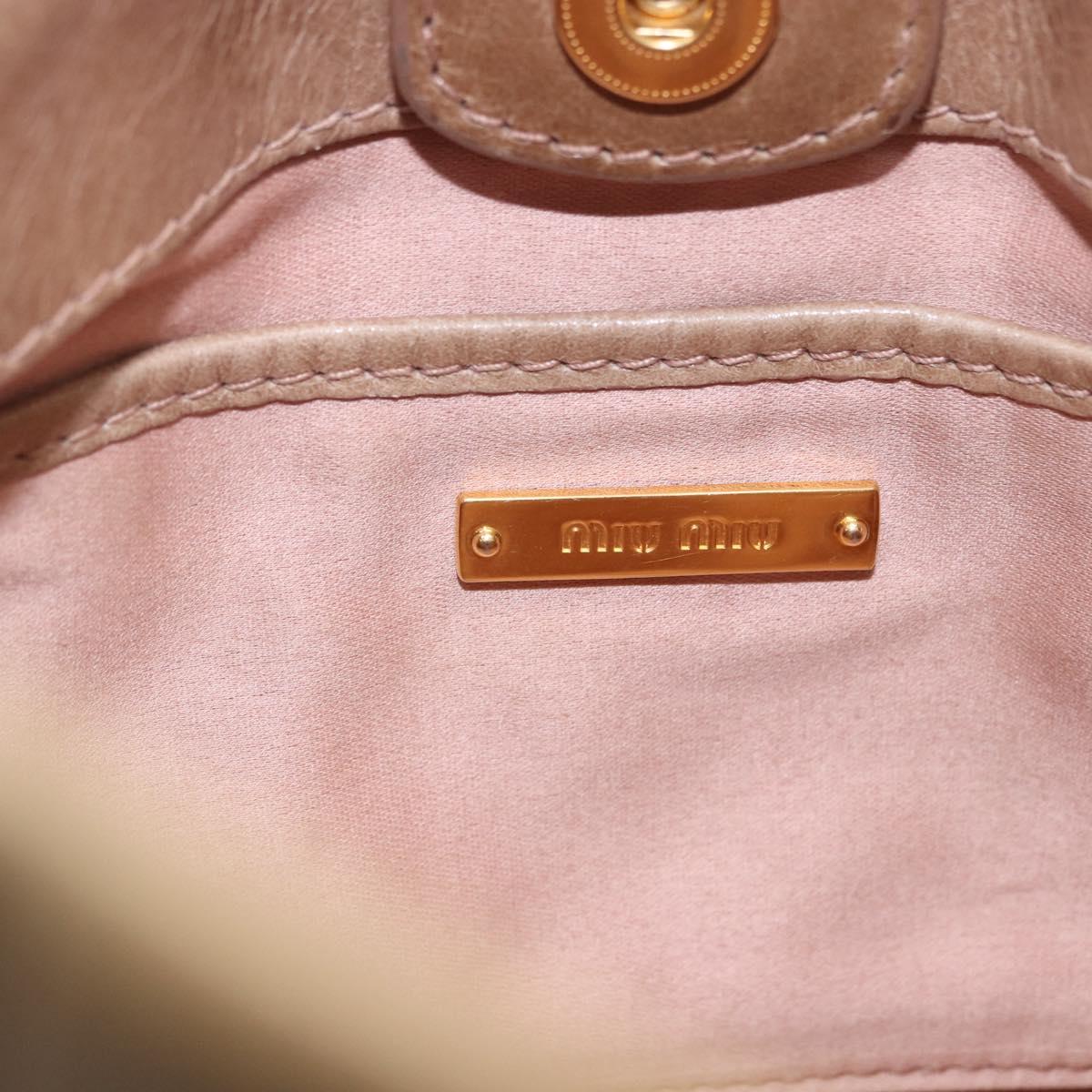 Miu Miu Hand Bag Vitellolux 2way Beige Gold Auth 204328V
