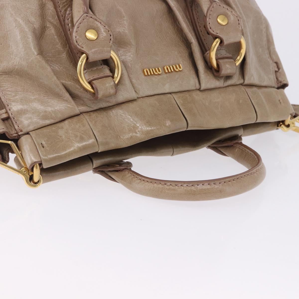 Miu Miu Hand Bag Vitellolux 2way Beige Gold Auth 204328V
