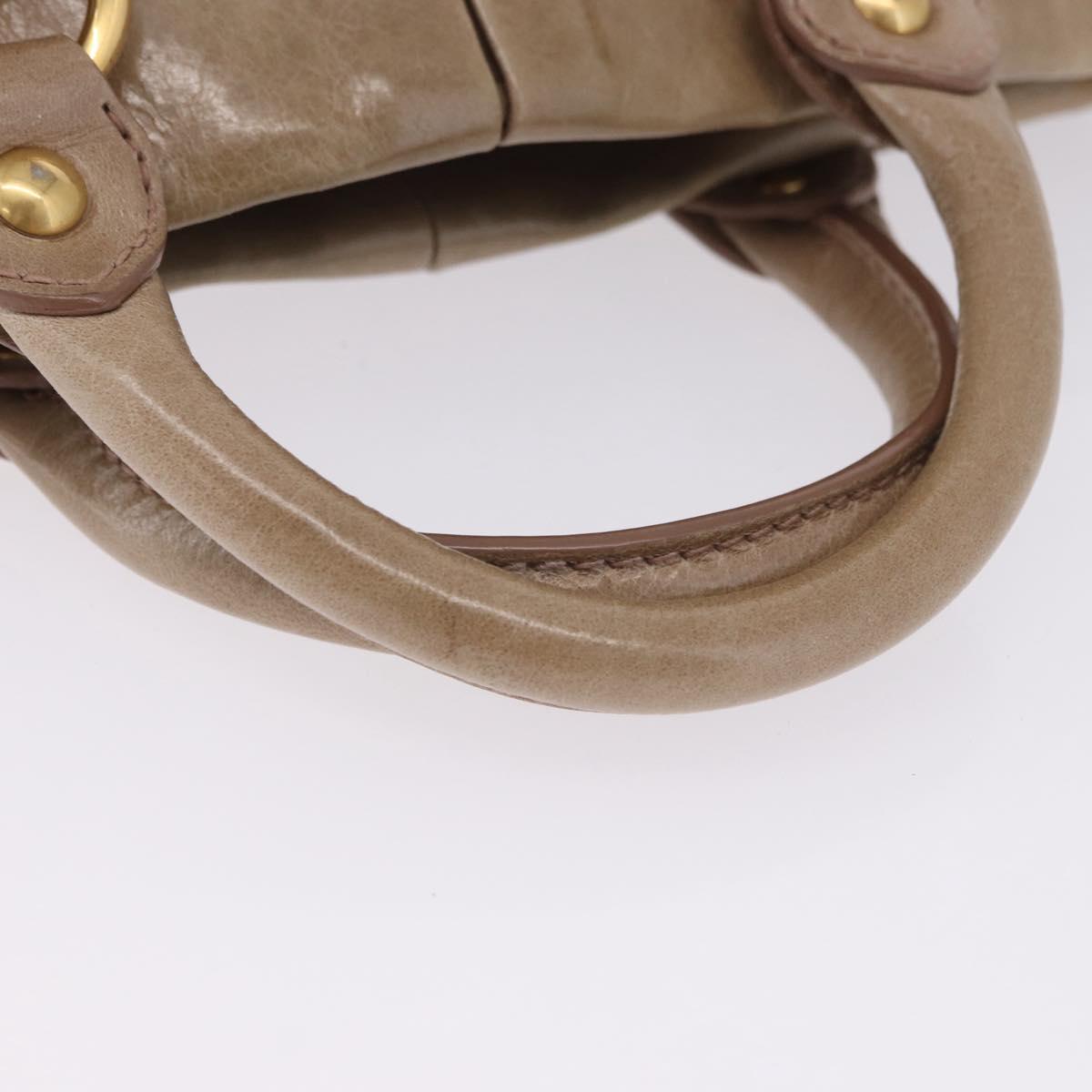 Miu Miu Hand Bag Vitellolux 2way Beige Gold Auth 204328V