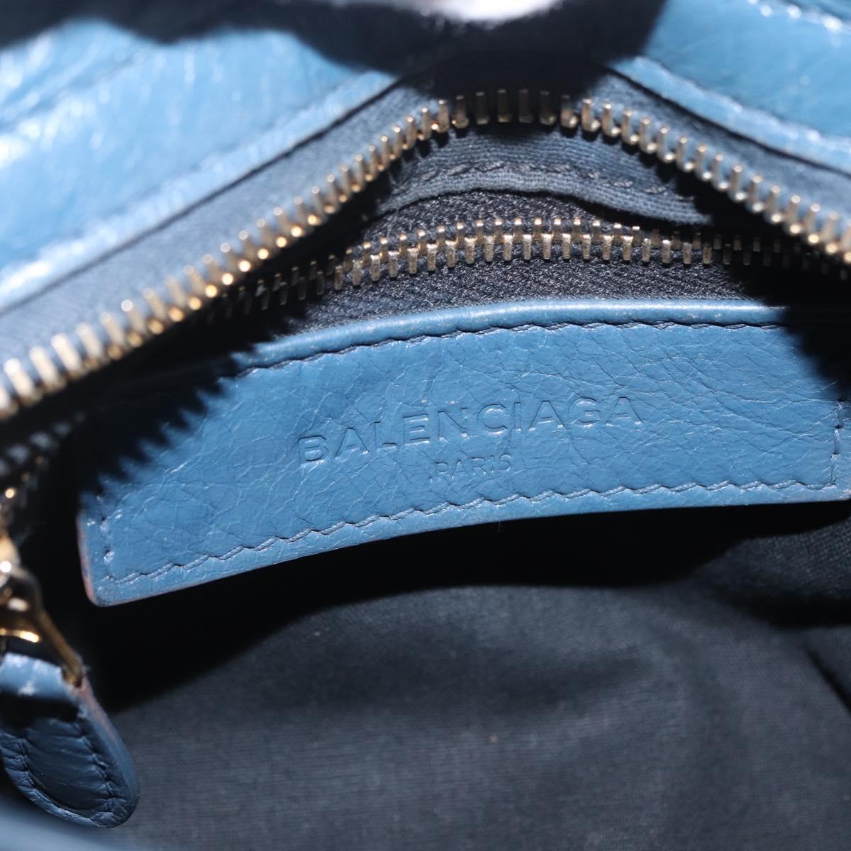 BALENCIAGA Giant Mini cCty Hand Bag Leather 2way Blue Gold 309544 Auth 204329M