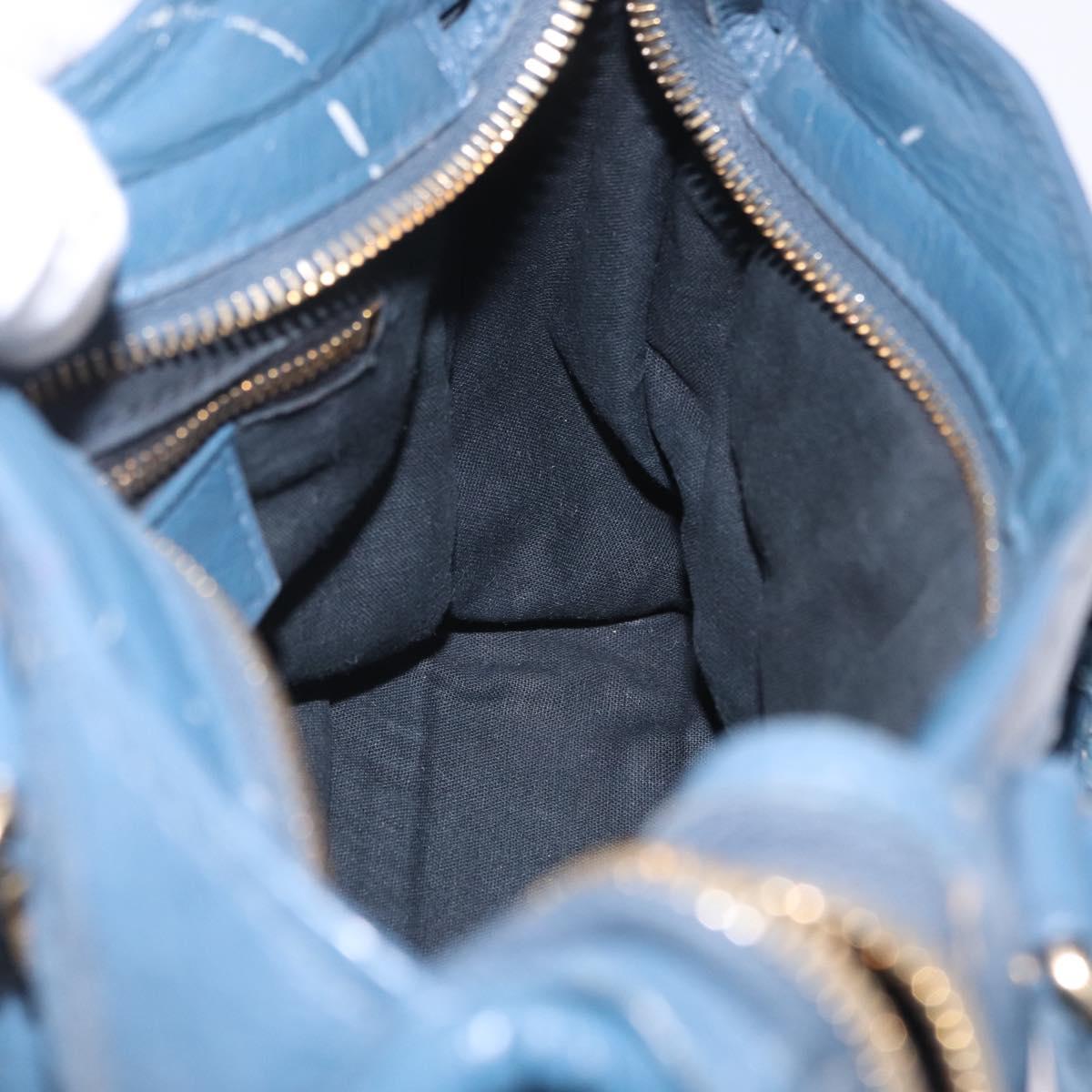 BALENCIAGA Giant Mini cCty Hand Bag Leather 2way Blue Gold 309544 Auth 204329M