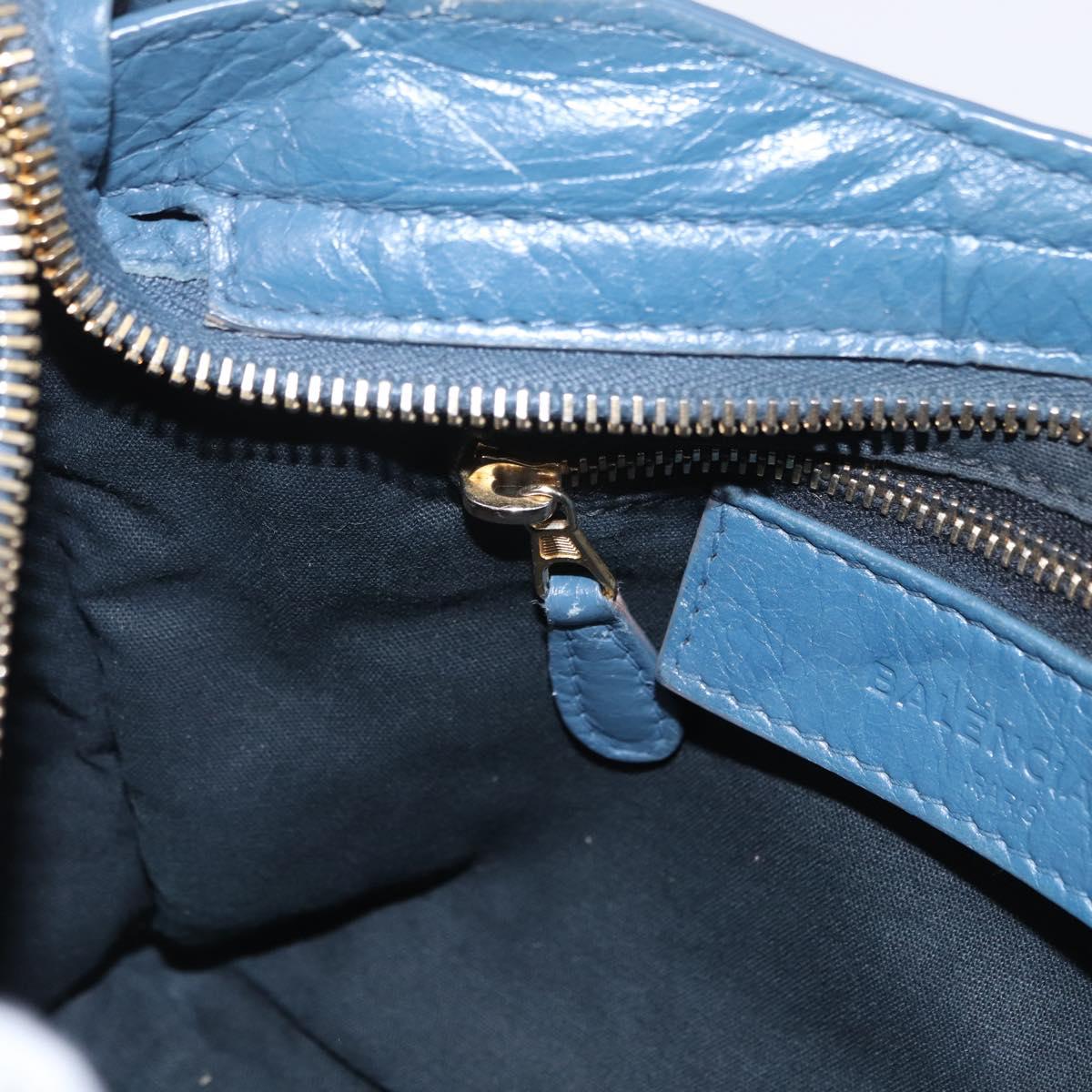 BALENCIAGA Giant Mini cCty Hand Bag Leather 2way Blue Gold 309544 Auth 204329M