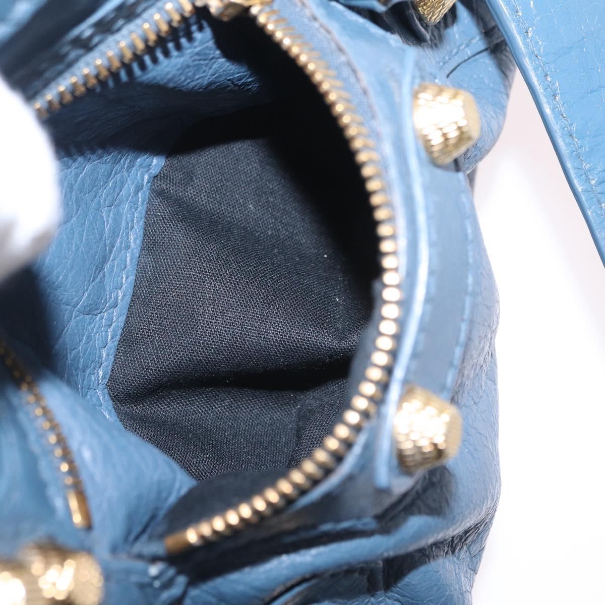 BALENCIAGA Giant Mini cCty Hand Bag Leather 2way Blue Gold 309544 Auth 204329M