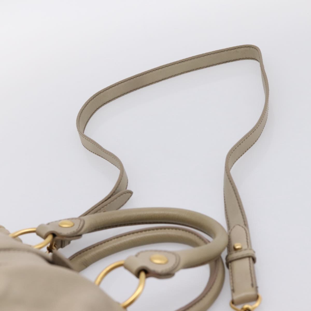 Miu Miu Hand Bag Leather 2way Beige Gold Auth 204331V