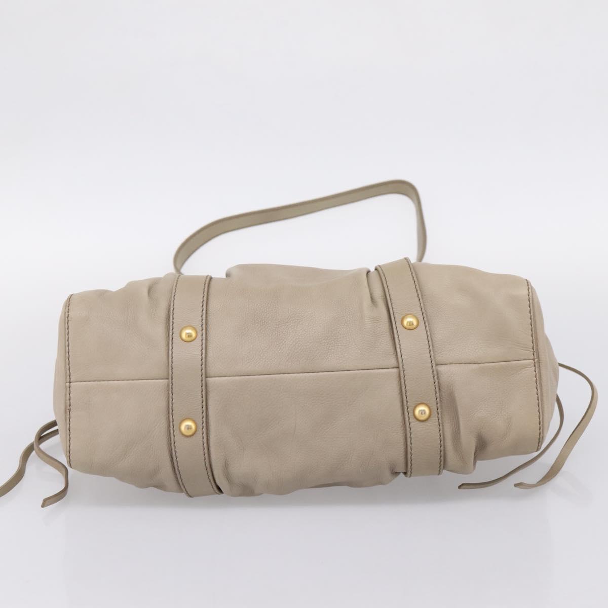 Miu Miu Hand Bag Leather 2way Beige Gold Auth 204331V