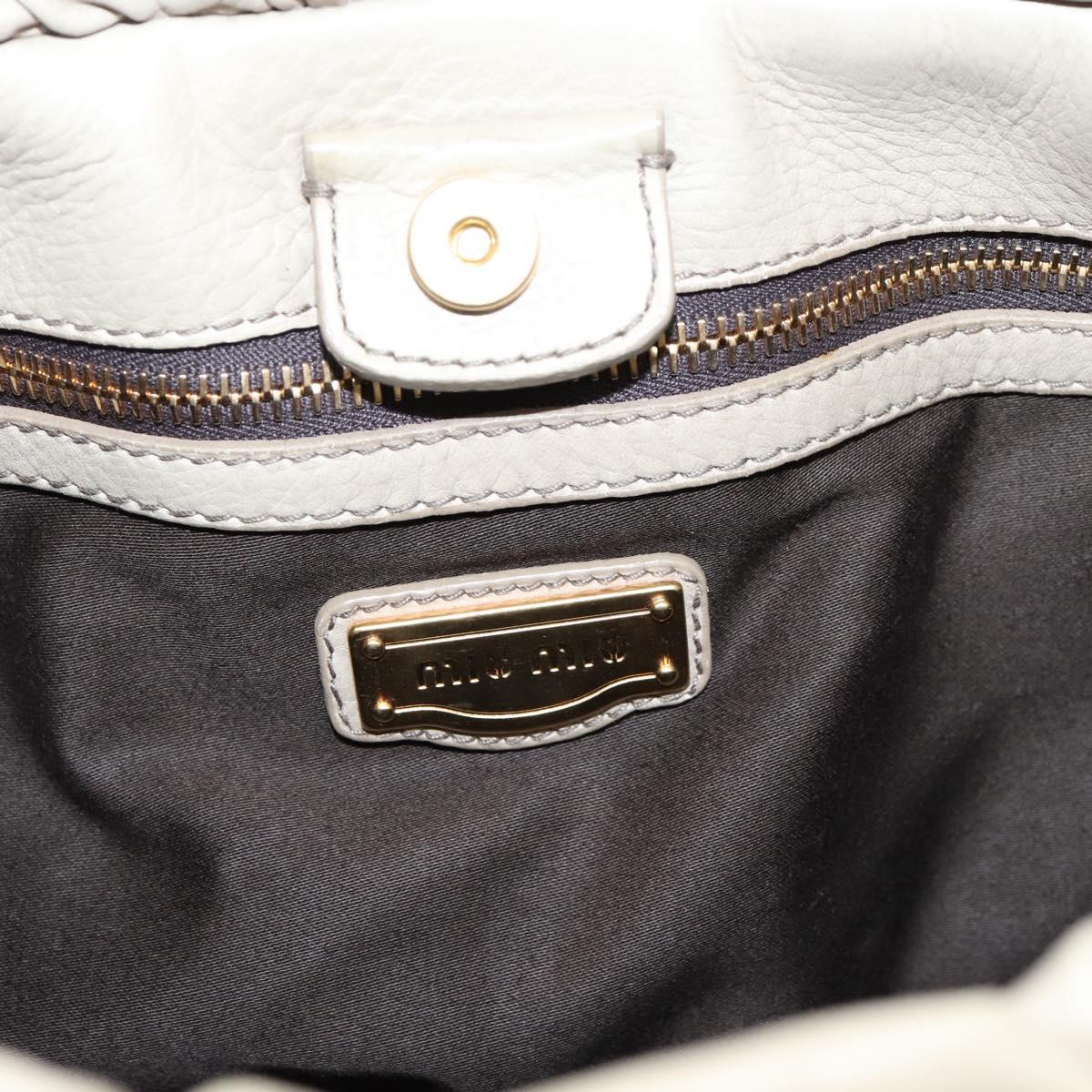 Miu Miu Hand Bag Leather 2way Beige Gold Auth 204331V