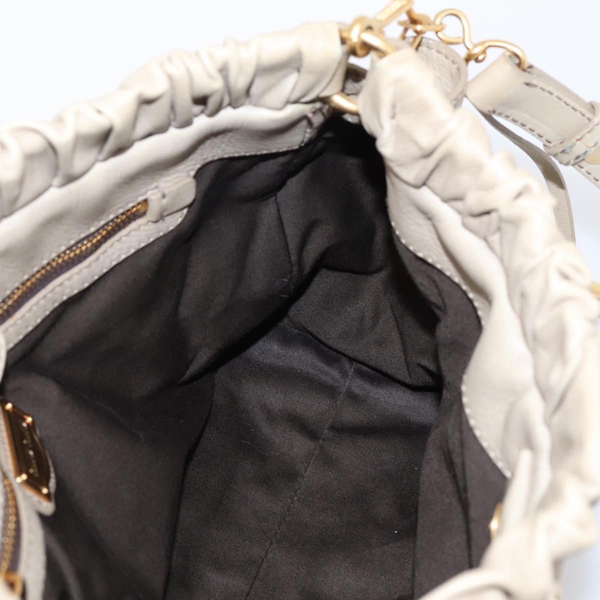 Miu Miu Hand Bag Leather 2way Beige Gold Auth 204331V