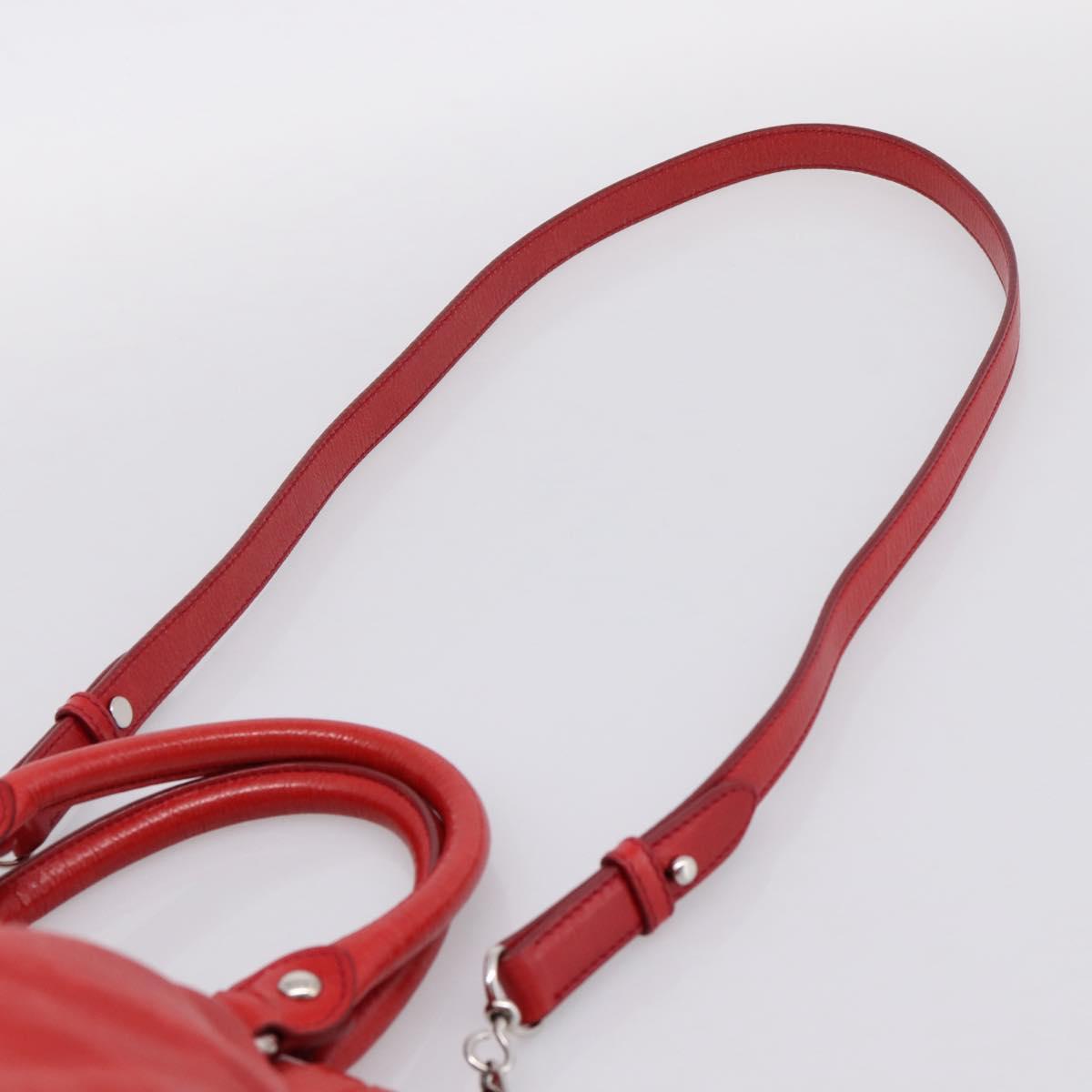 Miu Miu Hand Bag Vitellolux 2way Red Gold Auth 204332V