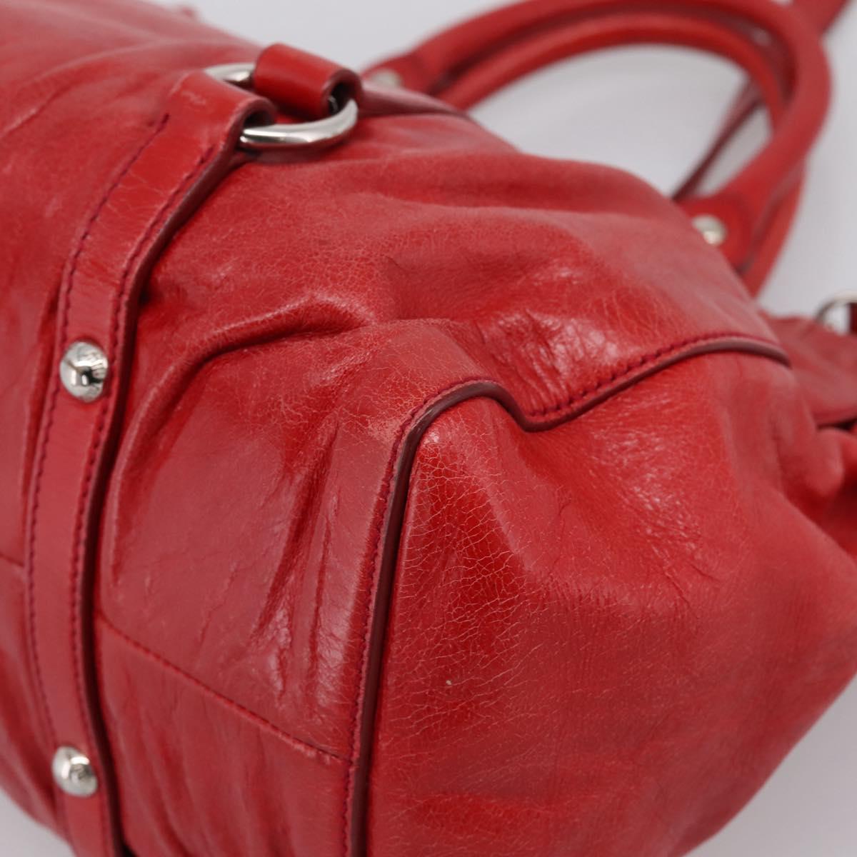 Miu Miu Hand Bag Vitellolux 2way Red Gold Auth 204332V