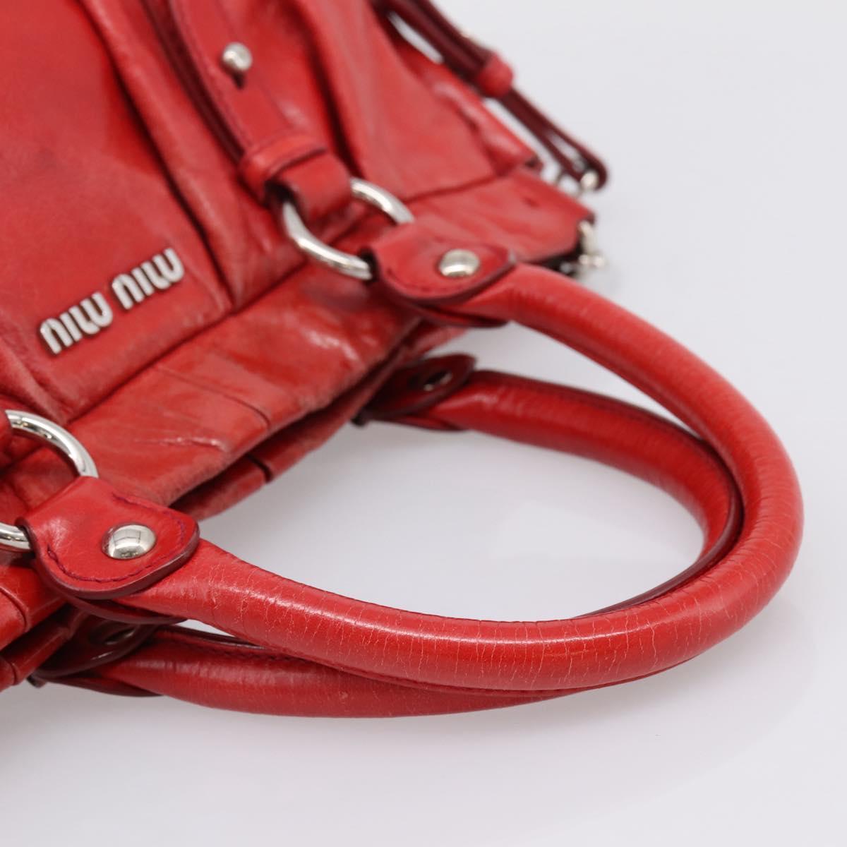 Miu Miu Hand Bag Vitellolux 2way Red Gold Auth 204332V