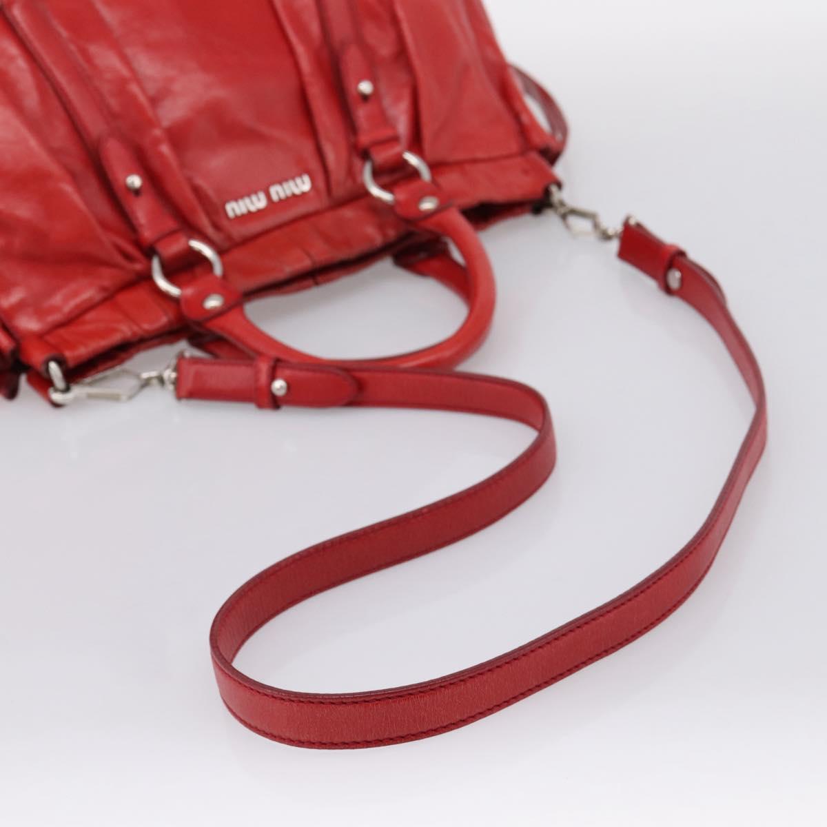 Miu Miu Hand Bag Vitellolux 2way Red Gold Auth 204332V